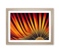 The Art Deco Sunset Abstract Framed Print | A2 Oak Framed Wall Art | Ready to Hang | Art Deco Landscape Picture | Living Room Bedroom Lounge Office