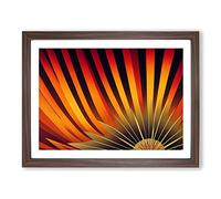 The Art Deco Sunset Abstract Framed Print | A3 Walnut Framed Wall Art | Ready to Hang | Art Deco Landscape Picture | Living Room Bedroom Lounge Office