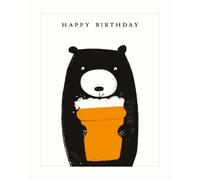 The Art File Bear with Beer Happy Birthday Card Greeting Card Made in the UK