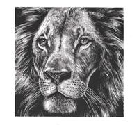 The Art File Greeting Card, Black and White Lion Portrait, Wildlife Design, Blank Inside