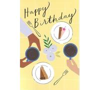 The Art File Happy Birthday Card, Coffee & Cake Table Design, Modern Greeting Card, Yellow Background