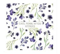 The Art File Welsh Birthday Greeting Card, Floral Purple and Green Design, 'Cael Penblwydd Hyfryd'