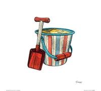 The Art Group "Barry Goodman Bucket & Spade Paper Art Print, Multi-Colour, 40 x 40 x 1.3 cm