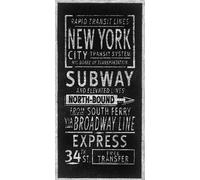 The Art Group Barry Goodman Rapid Transport Lines New York Canvas Print, Multi-Colour, 50 x 100 cm