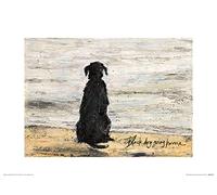 The Art Group Black Dog Going Home Sam Toft Art Print, Paper, Multi-Colour, 30 x 40 x 1.3 cm