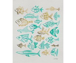The Art Group Cat Coquillette Fish Inklings Canvas Print, Multi-Colour, 40 x 50 cm