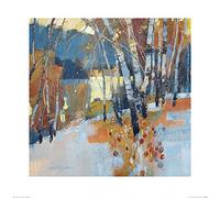 The Art Group Chris Forsey (Birch, Frost and Winter Lake) -Art Print 60 x 60cm, Paper, Multicoloured, 60 x 60 x 1.3 cm