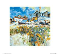 The Art Group "Chris Forsey Daisies Amongst The Pebbles Paper Art Print, Multi-Colour, 40 x 40 x 1.3 cm