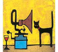 The Art Group "Colin Ruffell Cat and Gramophone Canvas Print, Cotton, Multi-Colour, 1.80 x 30.00 x 30.00 cm