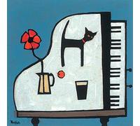 The Art Group "Colin Ruffell Cat On Piano Canvas Print, Cotton, Multi-Colour, 1.80 x 30.00 x 30.00 cm