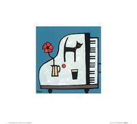 The Art Group "Colin Ruffell Cat On Piano Paper Art Print, Multi-Colour, 30 x 30 x 1.3 cm
