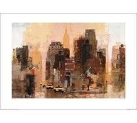 The Art Group "Colin Ruffell New Yorker & Cabs Paper Art Print, Multi-Colour, 50 x 70 x 1.3 cm