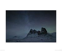 The Art Group "David Clapp Starry Night, Eystrahorn Mountains, Iceland Paper Art Print, Multi-Colour, 60 x 80 x 1.3 cm