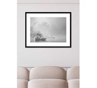 The Art Group Dawei Liu's Morning Fog on Swan Lake Framed Print Black