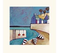 The Art Group Derek Melville Harbour View Mounted Print, Multi-Colour, 40 x 40 x 1.3 cm