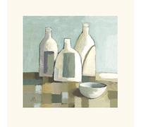 The Art Group Derek Melville (Still Life with Bottles II) -Mounted Print 40 x 40cm, Paper, Multicoloured, 40 x 40 x 1.3 cm