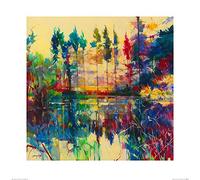 The Art Group "Doug Eaton Looking Across The POND Paper Art Print, Multi-Colour, 60 x 60 x 1.3 cm