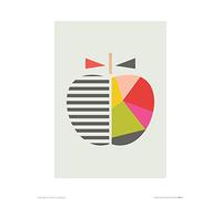 The Art Group "Geometric Apple Little Design Haus Art Print, Multi-Colour, 30 x 40 x 1.3 cm