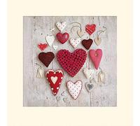 The Art Group Howard Shooter Red & White Hearts Mounted Print, Multi-Colour, 40 x 40 x 1.3 cm