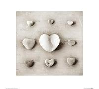 The Art Group "Ian Winstanley Stone Hearts Paper Art Print, Multi-Colour, 40 x 40 x 1.3 cm