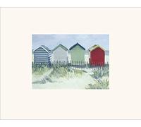 The Art Group Jane Hewlett Suffolk Beach Huts Mounted Print, Multi-Colour, 24 x 30 cm