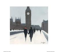 The Art Group "Jon Barker Big Ben, Red Beret and Snow Paper Art Print, Multi-Colour, 40 x 40 x 1.3 cm