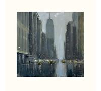 The Art Group Jon Barker Early Commute, 5th Avenue Mounted Print, Multi-Colour, 40 x 40 x 1.3 cm