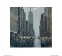 The Art Group "Jon Barker Early Commute, 5th Avenue Paper Art Print, Multi-Colour, 40 x 40 x 1.3 cm