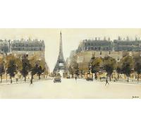 The Art Group Jon Barker (Eiffel Tower Boulevard) -Canvas Print 50 x 100cm, Wood, Multi-Colour, 50 x 100 x 1.3 cm