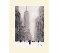 The Art Group Jon Barker Heavy Snowfall, 5th Avenue - New York Mounted Print, Multi-Colour, 30 x 40 x 1.3 cm