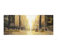 The Art Group "Jon Barker Morning Glow, Manhattan Paper Art Print, Multi-Colour, 50 x 100 x 1.3 cm