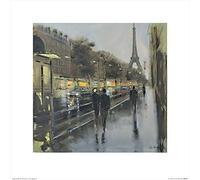 The Art Group "Jon Barker Paris Reflections Paper Art Print, Multi-Colour, 40 x 40 x 1.3 cm