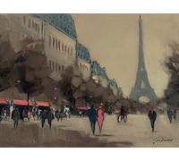 The Art Group "Jon Barker Time Out in Paris Canvas Print, Multi-Colour, 30 x 40 x 1.3 cm