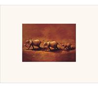 The Art Group Jonathan Sanders (Three African Elephants) -Mounted Print 24 X 30cm, Paper, Multi-Colour, 24 x 30 x 1.3 cm