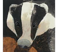 The Art Group "Julia Burns Badger Canvas Print, Cotton, Multi-Colour, 1.80 x 30.00 x 30.00 cm