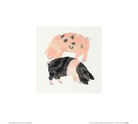 The Art Group Julia Burns (Gloucester Old Spot and Saddleback Pigs) -Art Print 30 x 30cm, Paper, Multicoloured, 30 x 30 x 1.3 cm