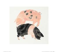 The Art Group Julia Burns (Gloucester Old Spot and Saddleback Pigs) -Art Print 40 x 40cm, Paper, Multicoloured, 40 x 40 x 1.3 cm