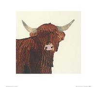 The Art Group Julia Burns (Highland Cow) -Art Print 40 x 40cm, Paper, Multicoloured, 40 x 40 x 1.3 cm