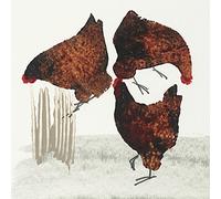The Art Group Julia Burns (Three Hens) -Canvas Print 60 x 60cm, Wood, Multicolour, 60 x 60 x 1.3 cm