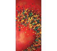 The Art Group Lily Greenwood (Butterflies on Crimson) Canvas Print, Wood, Multi-Colour, 50 x 100 x 1.3 cm