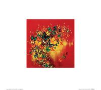 The Art Group Lily Greenwood (Butterflies on Red) Art Print, Paper, Multi-Colour, 30 x 30 x 1.3 cm
