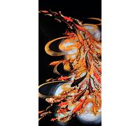 The Art Group Lily Greenwood (Koi on Black) Canvas Print, Wood, Multi-Colour, 50 x 100 x 1.3 cm