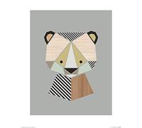The Art Group "Little Design Haus Bear Paper Art Print, Multi-Colour, 40 x 50 x 1.3 cm