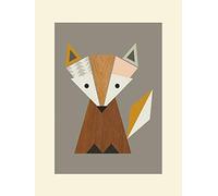 The Art Group Little Design Haus (Geometric Fox) -Mounted Print 30 x 40cm, Paper, Multicoloured, 30 x 40 x 1.3 cm