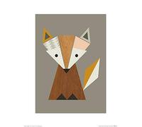 The Art Group "Little Design Haus Geometric Fox Paper Art Print, Multi-Colour, 30 x 40 x 1.3 cm