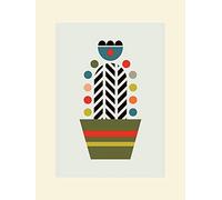 The Art Group Little Design Haus Herringbone Cactus Mounted Print, Multi-Colour, 30 x 40 x 1.3 cm