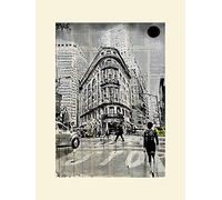 The Art Group Loui Jover Midtown Walk Mounted Print, Multi-Colour, 30 x 40 x 1.3 cm