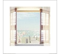 The Art Group "Malcolm Sanders View Through Shutters Paper Art Print, Multi-Colour, 40 x 40 x 1.3 cm