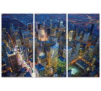 The Art Group "Manhattan at Night Jason Hawkes Canvas Print, Multi-Colour, 10 x 150 x 1.3 cm