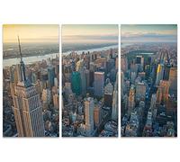 The Art Group Manhattan Morning Jason Hawkes Canvas Print, Wood, Multi-Colour, 10 x 150 x 1.3 cm